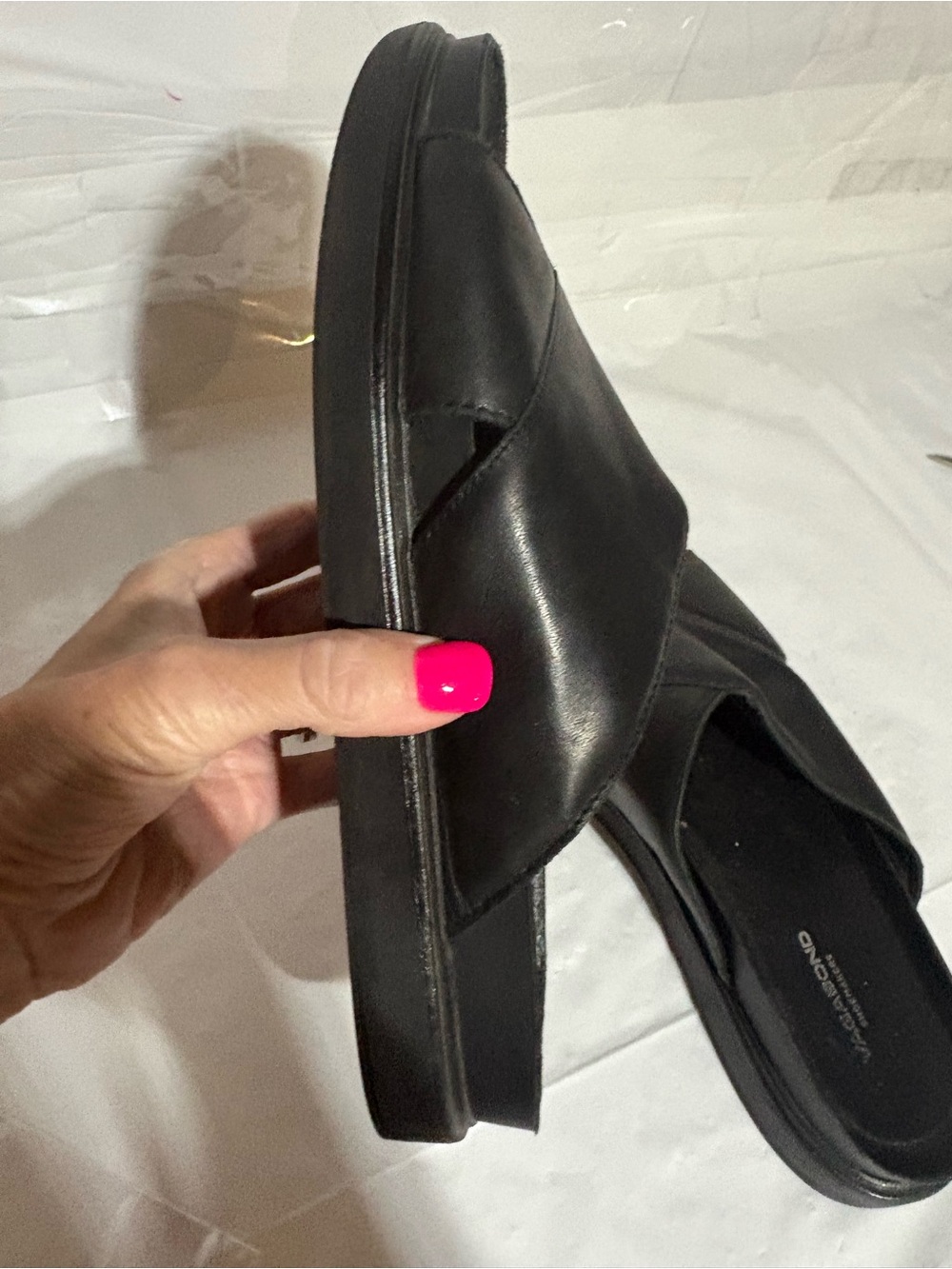 Vagabond Black Leather Slide Mules
